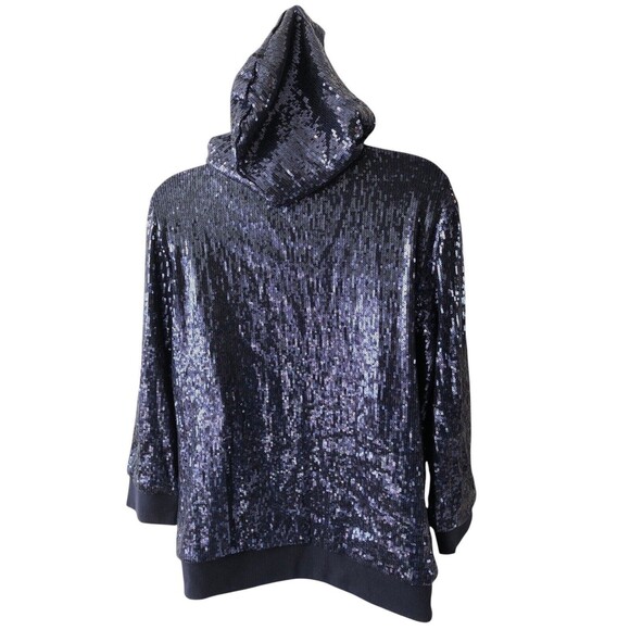 Zenergy Jacket Womens Small Blue Sequin Hooded Party Sparkle Swift Chicos Size 1 - Picture 3 of 10